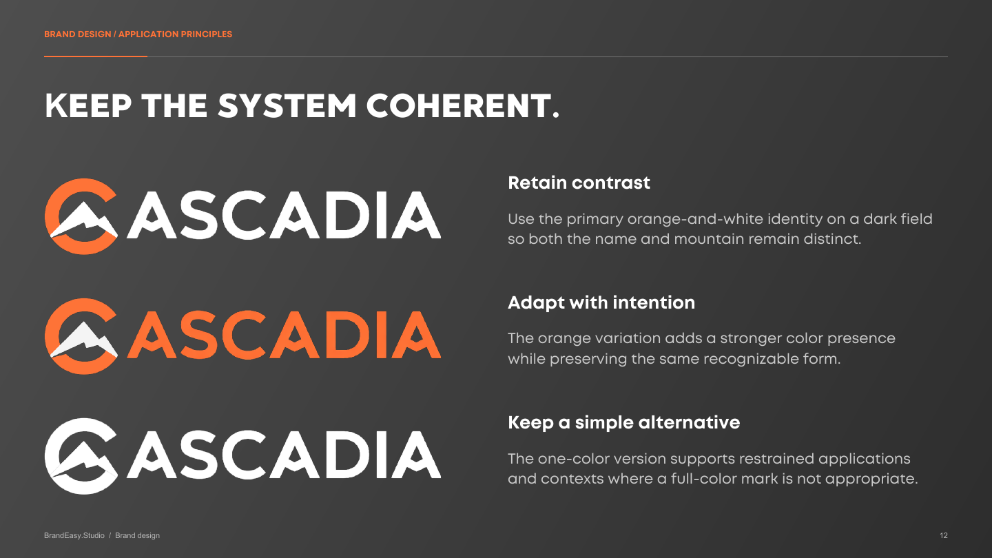 Cascadia logo application rules